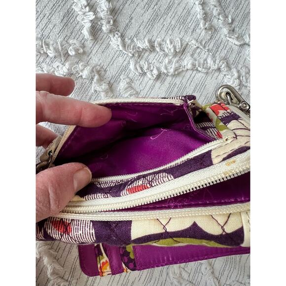 Vera Bradley Plum Crazy Wristlet Wallet Case Small Purse Zip Coin Pouch - Picture 12 of 13